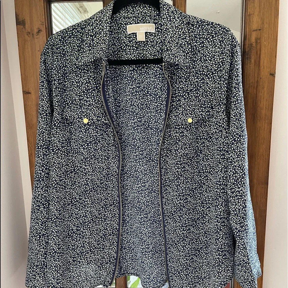 MICHAEL Michael Kors Women's Petite Printed Floral Front-Zip Shirt/Top US LP - Picture 6 of 17